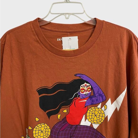 NWT Urban Outfitters Dia Pacheco X Golden Hour T-Shirt Women's XL Brown Artsy - Picture 3 of 15